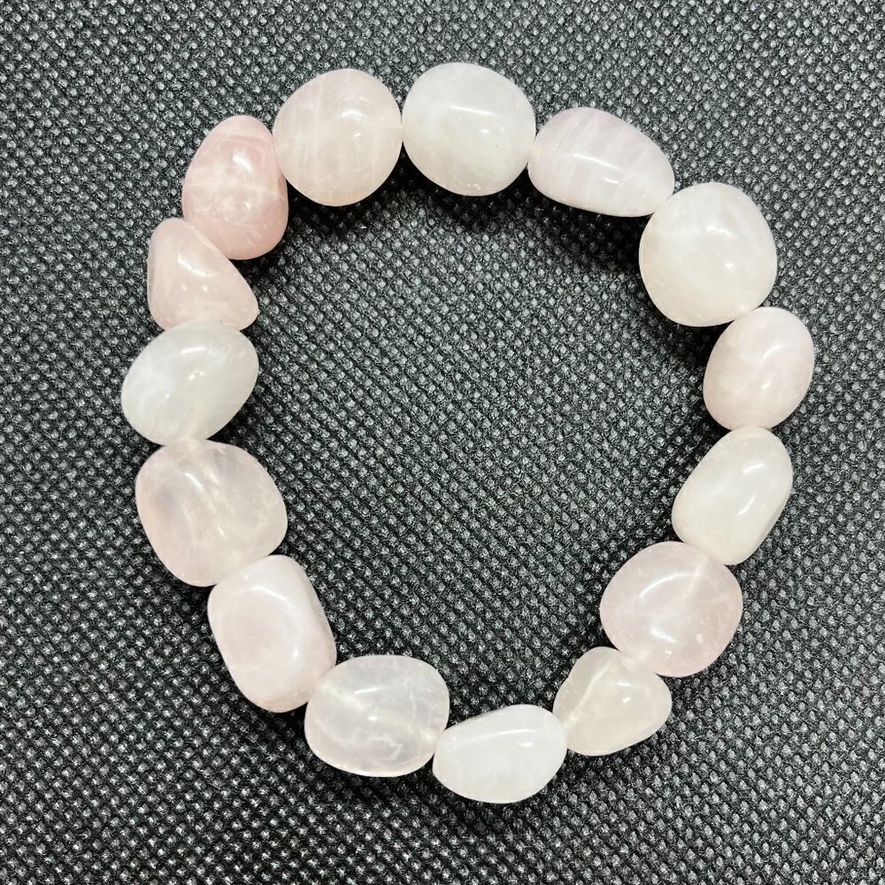 Rose Quartz Gemstone Stretch Bracelet | Handmade - Picture 3 of 4